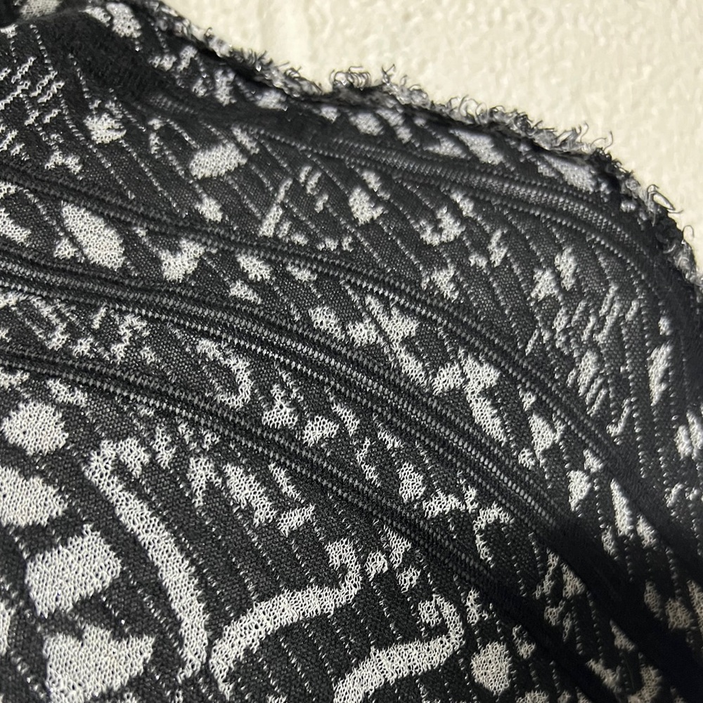 Free People Black Silver Boho Fringe Open Front Cardigan Kimono XS/S Oversized - Picture 13 of 13